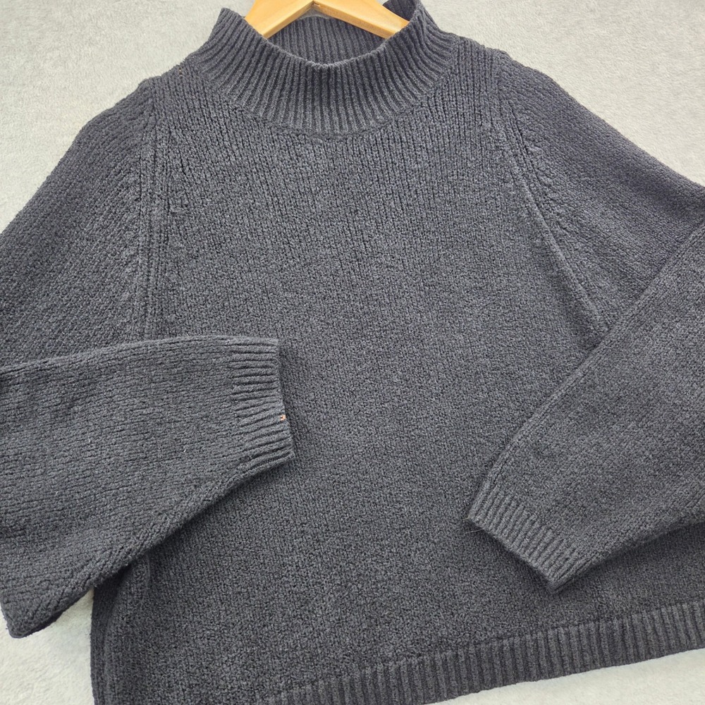 2010s Tumblr OLD NAVY Dark Cottagecore Mock Neck Chunky Sweater Women M Black